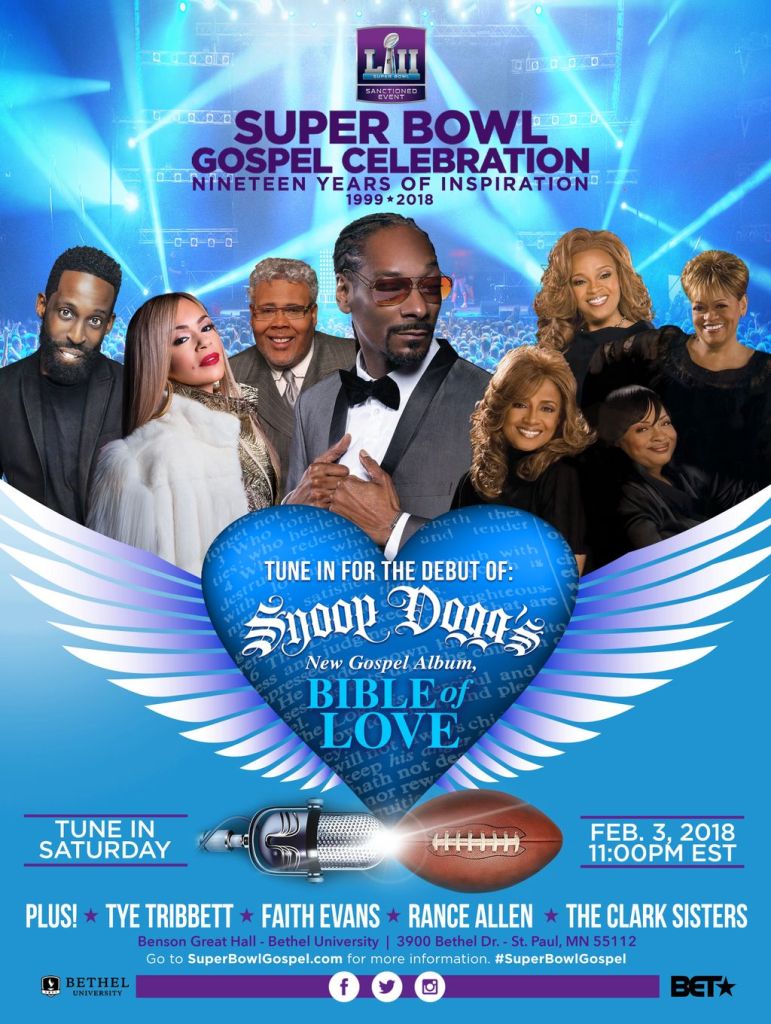 Snoop Dogg Debuts New Gospel Album 'Bible of Love' at Super Bowl Gospel  Celebration Tomorrow, Feb. 3, on BET! - After the Altar Call